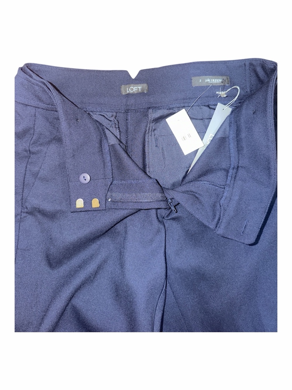 LOFT Classic Navy Work Pants - Women Julie Curvy through Hip trousers - Picture 5 of 6